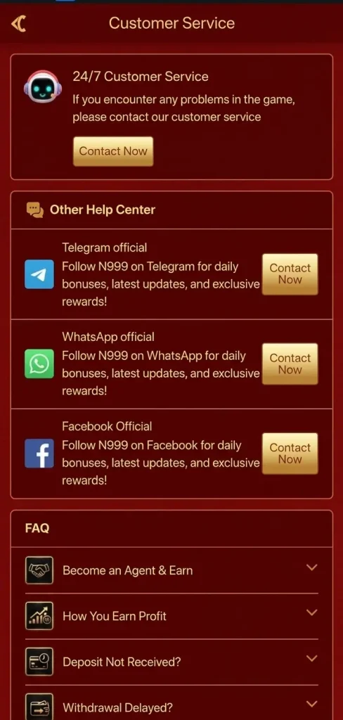 N999 Game Customer Support